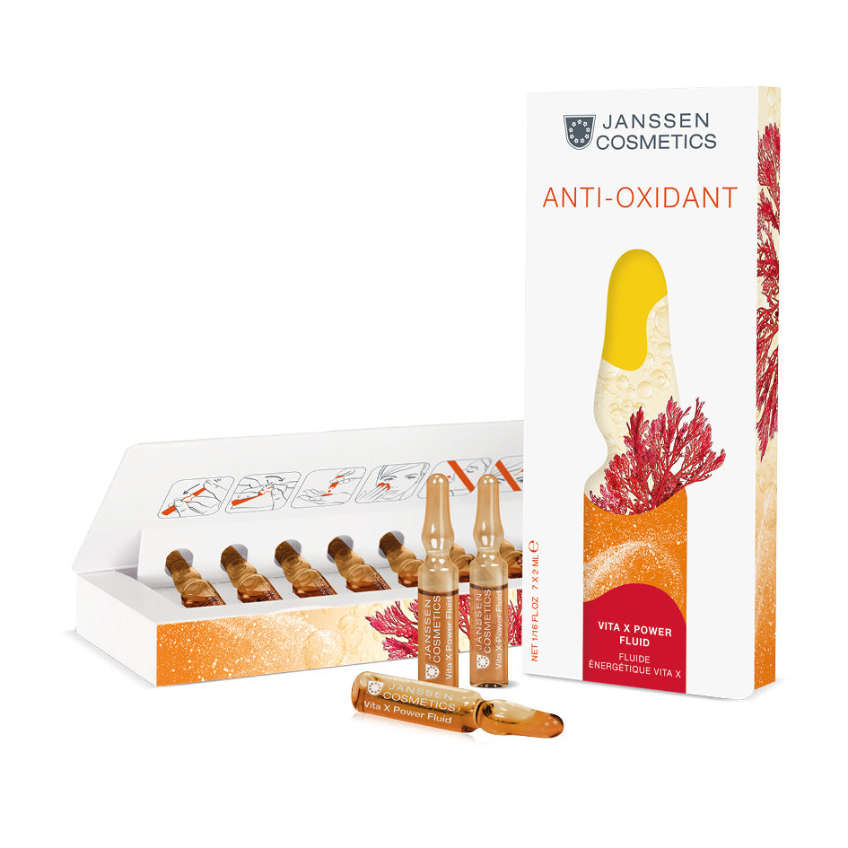 VITA X POWER FLUID (Anti-oxidant) l Astaksantiinia & C-vitamiinia sisältävä antioksidanttiampulli samealle iholle l Janssen Cosmetics