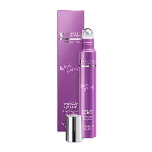 IRRESISTABLE EYE ELIXIR l Turvotusta ja tummia silmänalusia hoitava & viilentävä silmänympärysroll-on l Janssen Cosmetics